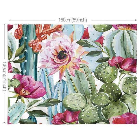Floral Cactus Garden Colorful Botanical Spring/Summer Kids/Teen/Dorm Tapestry - Picture 3 of 4